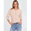 image:imageANRABESS Womens 34 Sleeve Length Waffle Knit Tops Dressy Casual V Neck Button Henley Shirts 2026 Spring Basic Tee ClothesParchment