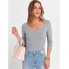 image:imageANRABESS Womens 34 Sleeve Scoop Neck Tops Ribbed Knit Slim Fitted Casual Basic Tee Shirts 2026 Fall Trendy Going Out TShirtGrey