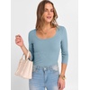 image:imageANRABESS Womens 34 Sleeve Scoop Neck Tops Ribbed Knit Slim Fitted Casual Basic Tee Shirts 2026 Fall Trendy Going Out TShirtGrey Blue