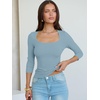 image:imageANRABESS Womens 34 Sleeve Scoop Neck Tops Ribbed Knit Slim Fitted Casual Basic Tee Shirts 2026 Fall Trendy Going Out TShirtGrey Blue
