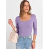 image:imageANRABESS Womens 34 Sleeve Scoop Neck Tops Ribbed Knit Slim Fitted Casual Basic Tee Shirts 2026 Fall Trendy Going Out TShirtLight Purple
