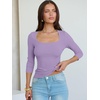 image:imageANRABESS Womens 34 Sleeve Scoop Neck Tops Ribbed Knit Slim Fitted Casual Basic Tee Shirts 2026 Fall Trendy Going Out TShirtLight Purple