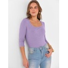 image:imageANRABESS Womens 34 Sleeve Scoop Neck Tops Ribbed Knit Slim Fitted Casual Basic Tee Shirts 2026 Fall Trendy Going Out TShirtLight Purple
