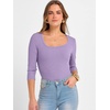 image:imageANRABESS Womens 34 Sleeve Scoop Neck Tops Ribbed Knit Slim Fitted Casual Basic Tee Shirts 2026 Fall Trendy Going Out TShirtLight Purple