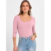 image:imageANRABESS Womens 34 Sleeve Scoop Neck Tops Ribbed Knit Slim Fitted Casual Basic Tee Shirts 2026 Fall Trendy Going Out TShirtPink