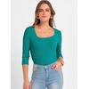 image:imageANRABESS Womens 34 Sleeve Scoop Neck Tops Ribbed Knit Slim Fitted Casual Basic Tee Shirts 2026 Fall Trendy Going Out TShirtTeal