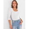 image:imageANRABESS Womens 34 Sleeve Scoop Neck Tops Ribbed Knit Slim Fitted Casual Basic Tee Shirts 2026 Fall Trendy Going Out TShirtWhite