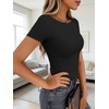 image:imageANRABESS Womens Boat Neck Short Sleeve Top Ribbed Knit Fitted T Shirts AllDay Comfy for Work Daily amp Summer Tee ShirtsBlack