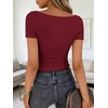 image:imageANRABESS Womens Boat Neck Short Sleeve Top Ribbed Knit Fitted T Shirts AllDay Comfy for Work Daily amp Summer Tee ShirtsBurgundy