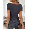 image:imageANRABESS Womens Boat Neck Short Sleeve Top Ribbed Knit Fitted T Shirts AllDay Comfy for Work Daily amp Summer Tee ShirtsDeep Grey