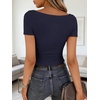 image:imageANRABESS Womens Boat Neck Short Sleeve Top Ribbed Knit Fitted T Shirts AllDay Comfy for Work Daily amp Summer Tee ShirtsNavy Blue