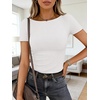 image:imageANRABESS Womens Boat Neck Short Sleeve Top Ribbed Knit Fitted T Shirts AllDay Comfy for Work Daily amp Summer Tee ShirtsWhite