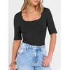 image:imageANRABESS Womens Half Sleeve Tops Square Neck Slim Fit TShirt Summer 2026 Fashion Casual Basic Tee Shirts Spring Work OutfitsBlack