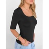 image:imageANRABESS Womens Half Sleeve Tops Square Neck Slim Fit TShirt Summer 2026 Fashion Casual Basic Tee Shirts Spring Work OutfitsBlack