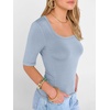 image:imageANRABESS Womens Half Sleeve Tops Square Neck Slim Fit TShirt Summer 2026 Fashion Casual Basic Tee Shirts Spring Work OutfitsLight Blue
