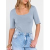 image:imageANRABESS Womens Half Sleeve Tops Square Neck Slim Fit TShirt Summer 2026 Fashion Casual Basic Tee Shirts Spring Work OutfitsLight Blue