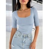 image:imageANRABESS Womens Half Sleeve Tops Square Neck Slim Fit TShirt Summer 2026 Fashion Casual Basic Tee Shirts Spring Work OutfitsLight Blue