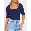 image:imageANRABESS Womens Half Sleeve Tops Square Neck Slim Fit TShirt Summer 2026 Fashion Casual Basic Tee Shirts Spring Work OutfitsNavy Blue