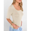 image:imageANRABESS Womens Half Sleeve Tops Square Neck Slim Fit TShirt Summer 2026 Fashion Casual Basic Tee Shirts Spring Work OutfitsParchment