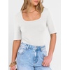 image:imageANRABESS Womens Half Sleeve Tops Square Neck Slim Fit TShirt Summer 2026 Fashion Casual Basic Tee Shirts Spring Work OutfitsWhite