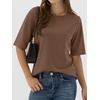 image:imageANRABESS Womens Half Sleeve Tops Summer Basic Tee Crew Neck Casual Soft WrinkleFree Fabric TShirts 2026 Trendy ClothesBrown