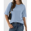 image:imageANRABESS Womens Half Sleeve Tops Summer Basic Tee Crew Neck Casual Soft WrinkleFree Fabric TShirts 2026 Trendy ClothesLight Blue