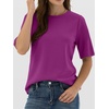 image:imageANRABESS Womens Half Sleeve Tops Summer Basic Tee Crew Neck Casual Soft WrinkleFree Fabric TShirts 2026 Trendy ClothesPurple