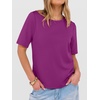 image:imageANRABESS Womens Half Sleeve Tops Summer Basic Tee Crew Neck Casual Soft WrinkleFree Fabric TShirts 2026 Trendy ClothesPurple