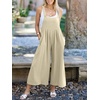 image:imageANRABESS Womens Jumpsuits Overalls Linen Wide Leg Jumpers Casual Summer Fall Outfits 2026 Beach Vacation Clothes with PocketsApricot