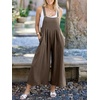 image:imageANRABESS Womens Jumpsuits Overalls Linen Wide Leg Jumpers Casual Summer Fall Outfits 2026 Beach Vacation Clothes with PocketsBrown
