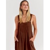 image:imageANRABESS Womens Jumpsuits Overalls Linen Wide Leg Jumpers Casual Summer Fall Outfits 2026 Beach Vacation Clothes with PocketsDark Brown
