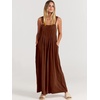 image:imageANRABESS Womens Jumpsuits Overalls Linen Wide Leg Jumpers Casual Summer Fall Outfits 2026 Beach Vacation Clothes with PocketsDark Brown
