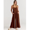 image:imageANRABESS Womens Jumpsuits Overalls Linen Wide Leg Jumpers Casual Summer Fall Outfits 2026 Beach Vacation Clothes with PocketsDark Brown