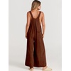 image:imageANRABESS Womens Jumpsuits Overalls Linen Wide Leg Jumpers Casual Summer Fall Outfits 2026 Beach Vacation Clothes with PocketsDark Brown