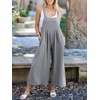 image:imageANRABESS Womens Jumpsuits Overalls Linen Wide Leg Jumpers Casual Summer Fall Outfits 2026 Beach Vacation Clothes with PocketsGrey