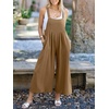 image:imageANRABESS Womens Jumpsuits Overalls Linen Wide Leg Jumpers Casual Summer Fall Outfits 2026 Beach Vacation Clothes with PocketsKhaki