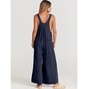image:imageANRABESS Womens Jumpsuits Overalls Linen Wide Leg Jumpers Casual Summer Fall Outfits 2026 Beach Vacation Clothes with PocketsNavy Blue