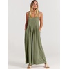 image:imageANRABESS Womens Jumpsuits Overalls Linen Wide Leg Jumpers Casual Summer Fall Outfits 2026 Beach Vacation Clothes with PocketsOlive