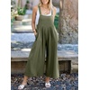 image:imageANRABESS Womens Jumpsuits Overalls Linen Wide Leg Jumpers Casual Summer Fall Outfits 2026 Beach Vacation Clothes with PocketsOlive
