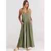 image:imageANRABESS Womens Jumpsuits Overalls Linen Wide Leg Jumpers Casual Summer Fall Outfits 2026 Beach Vacation Clothes with PocketsOlive