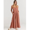 image:imageANRABESS Womens Jumpsuits Overalls Linen Wide Leg Jumpers Casual Summer Fall Outfits 2026 Beach Vacation Clothes with PocketsRust