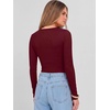 image:imageANRABESS Womens Long Sleeve Deep V Neck Tops  Basic Tee Shirt Slim Fit Stretchy Soft Breathable Rib Knit Fabric Fall Winter Layer Casual Work VacationEvery Day WearDeep Red