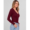 image:imageANRABESS Womens Long Sleeve Deep V Neck Tops  Basic Tee Shirt Slim Fit Stretchy Soft Breathable Rib Knit Fabric Fall Winter Layer Casual Work VacationEvery Day WearDeep Red