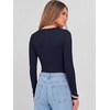 image:imageANRABESS Womens Long Sleeve Deep V Neck Tops  Basic Tee Shirt Slim Fit Stretchy Soft Breathable Rib Knit Fabric Fall Winter Layer Casual Work VacationEvery Day WearNavy Blue