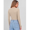 image:imageANRABESS Womens Long Sleeve Deep V Neck Tops  Basic Tee Shirt Slim Fit Stretchy Soft Breathable Rib Knit Fabric Fall Winter Layer Casual Work VacationEvery Day WearBeige