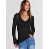 image:imageANRABESS Womens Long Sleeve Deep V Neck Tops  Basic Tee Shirt Slim Fit Stretchy Soft Breathable Rib Knit Fabric Fall Winter Layer Casual Work VacationEvery Day WearBlack