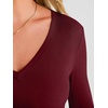 image:imageANRABESS Womens Long Sleeve Deep V Neck Tops  Basic Tee Shirt Slim Fit Stretchy Soft Breathable Rib Knit Fabric Fall Winter Layer Casual Work VacationEvery Day WearDeep Red