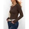 image:imageANRABESS Womens Long Sleeve Henley Tops  Ribbed Knit Shirts Slim Fit Stretchy Soft Breathable Fabric Fall Winter Layer Casual Work Travel VacationEvery Day WearBrown