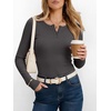 image:imageANRABESS Womens Long Sleeve Henley Tops  Ribbed Knit Shirts Slim Fit Stretchy Soft Breathable Fabric Fall Winter Layer Casual Work Travel VacationEvery Day WearCharcoal