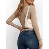 image:imageANRABESS Womens Long Sleeve Henley Tops  Ribbed Knit Shirts Slim Fit Stretchy Soft Breathable Fabric Fall Winter Layer Casual Work Travel VacationEvery Day WearLight Khaki